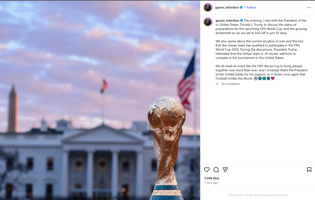 恩芬天奴於個人IG談及與特朗普會面內容。恩芬天奴IG截圖