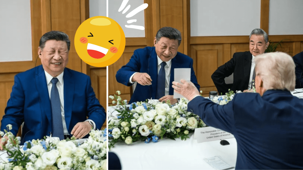 習特會|特朗普展示一張照片,習近平看完笑到瞇瞇眼。 White House