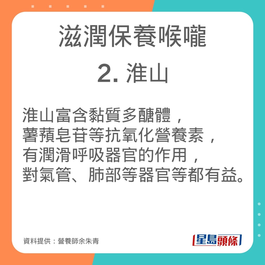 營養師余朱青推介了14款有助保護氣管的天然食物。
