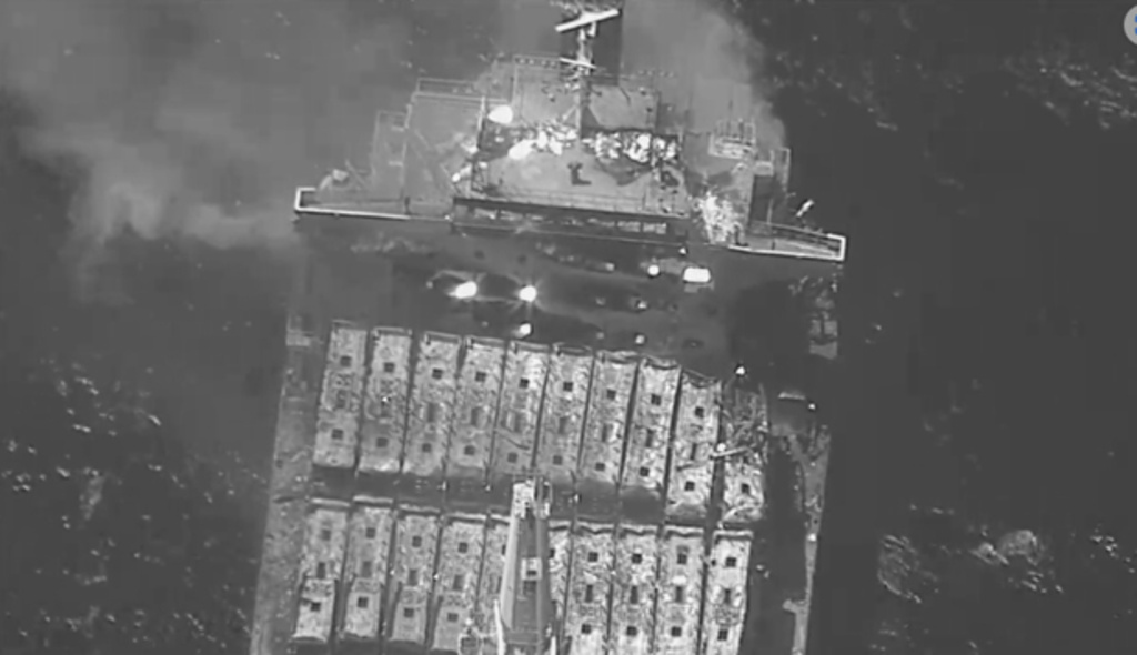 胡塞武裝沿經紅海的貨輪。美聯社