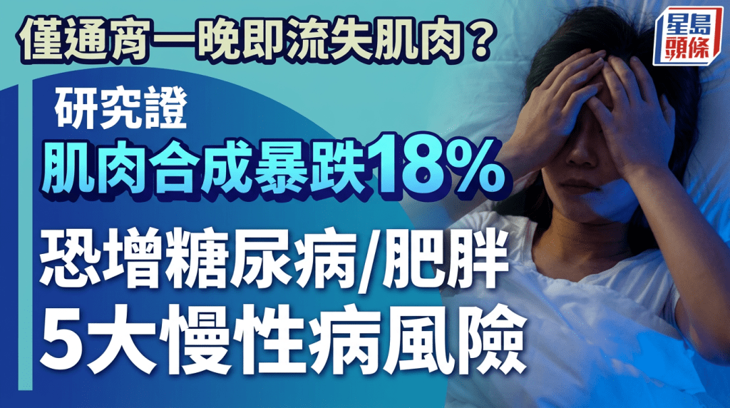  僅通宵一晚即流失肌肉？研究證肌肉合成暴跌18% 恐增糖尿病/肥胖5大慢性病風險