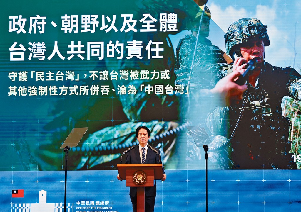 台灣領導人賴清德宣布追加防禦預算。