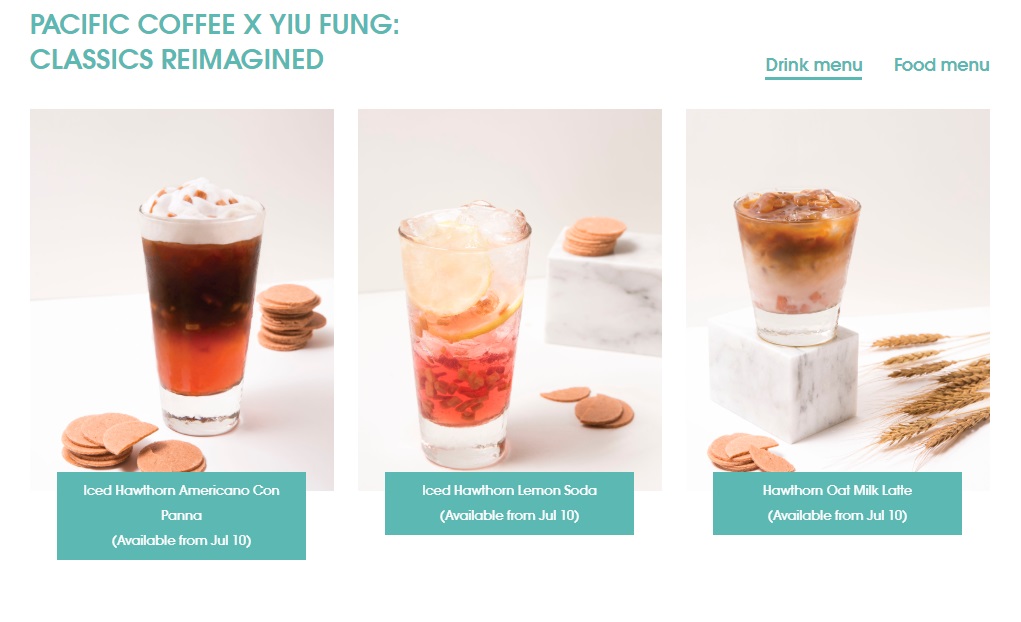 Pacific Coffee夥么鳳推限定飲品食品。網上圖片