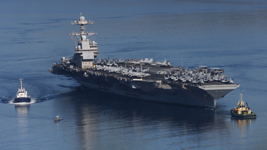 「福特号」航母奔赴中东。美联社
