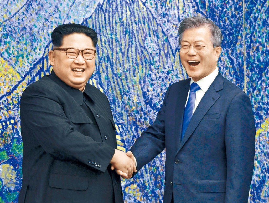 金正恩与文在寅二○一八年四月历史性会面。