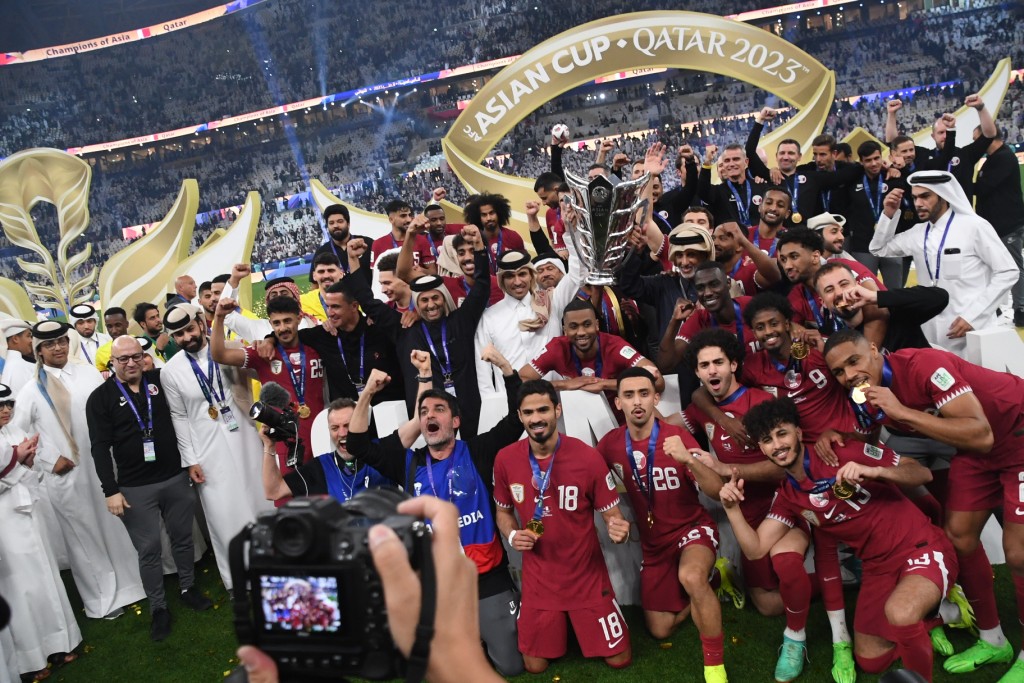  亞洲盃決賽，卡塔爾擊敗約旦衛冕。 吳家祺攝