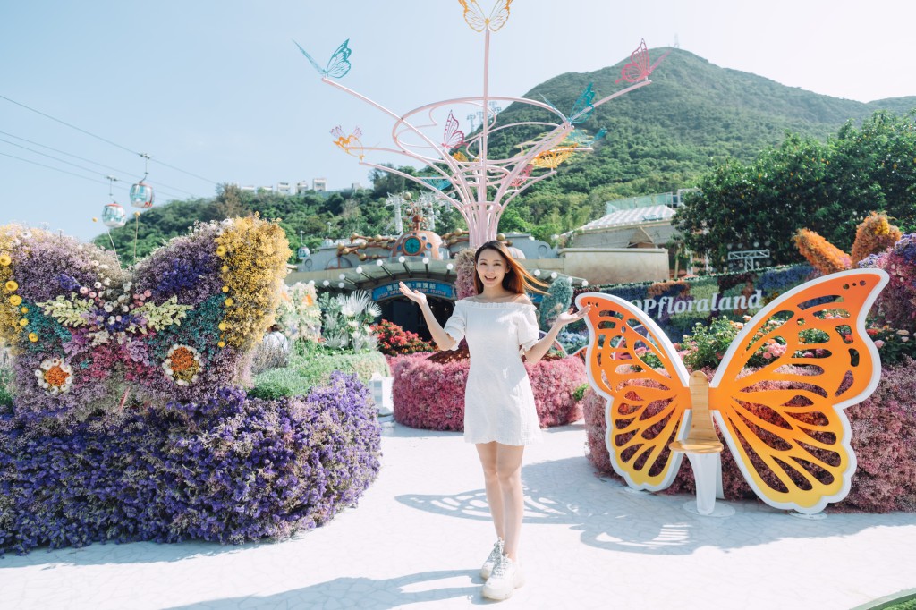 海洋公園將於4月17日至5月30日期間，舉辦以蝴蝶為主題的「蝶舞花旅」花藝展覽。
