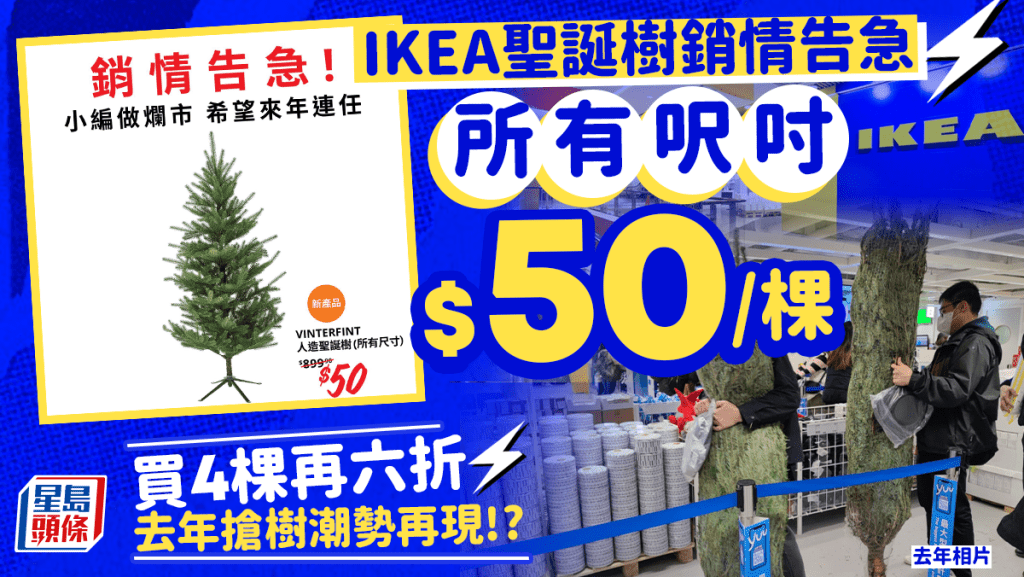 IKEA聖誕樹銷情告急！所有呎吋$50/棵 勢重現搶樹潮 宜家傢俬小編：準時排隊買