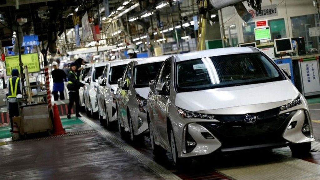 豐田汽車日本生產線部分停產。路透社資料圖片