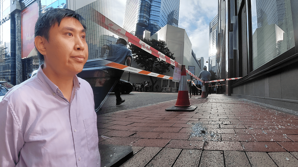 銅鑼灣利園二期玻璃幕牆爆裂毀3車傷2途人 車主大驚:初時仲以為落冰雹