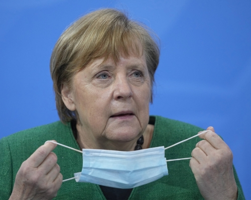 德國總理默克爾公布實施迄今最嚴厲封鎖措施。AP圖片