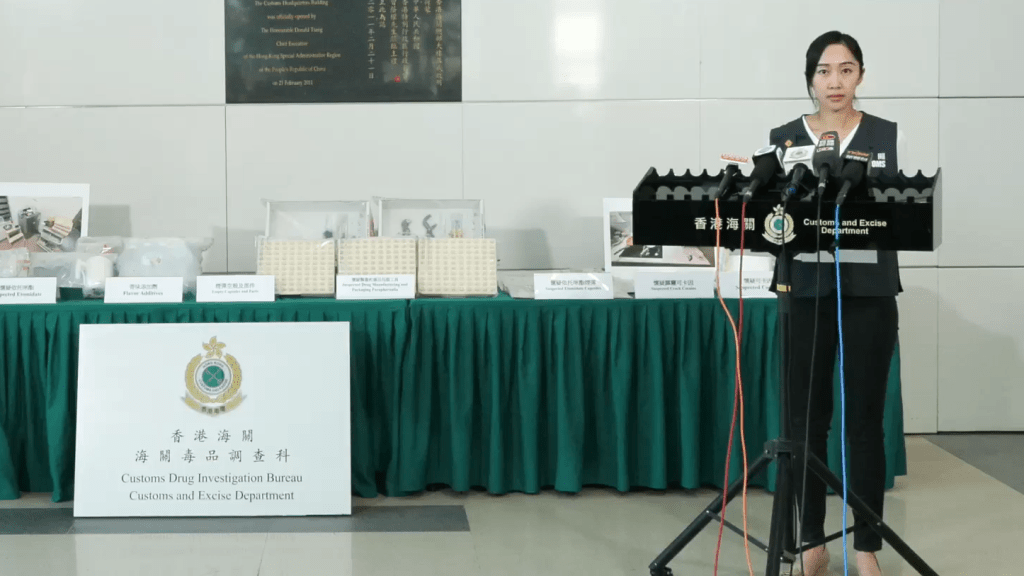 海关毒品调查科毒品调查第一组调查主任陈佩儿交代案情。海关FB