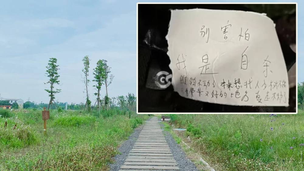 成都女子公園自縊,遺書惹「外賣騎手」猜測。