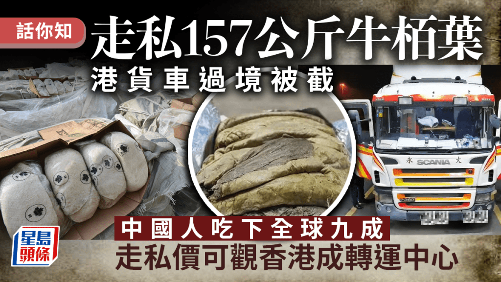 香港海關不時查獲走私冰肉品入內地案件，其中大部分是牛栢葉。