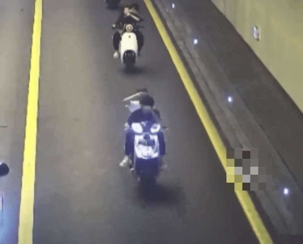 深圳5男女午夜坂银隧道竞速被闭路电视拍下。