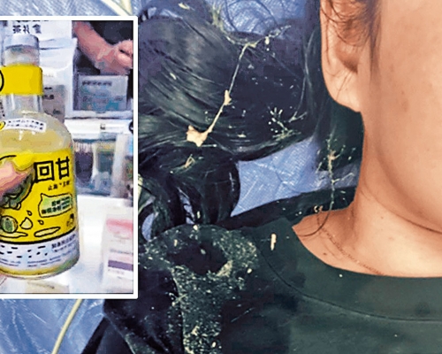 ■顧客誤喝喜茶的陳列道具飲品（小圖）須送醫催吐洗胃。