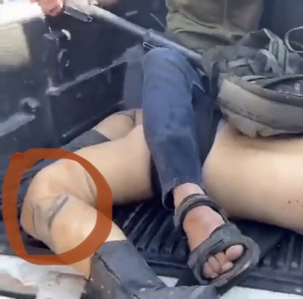 卢克家人凭其脚部纹身，认出她遭哈马斯分子掳走。IG 