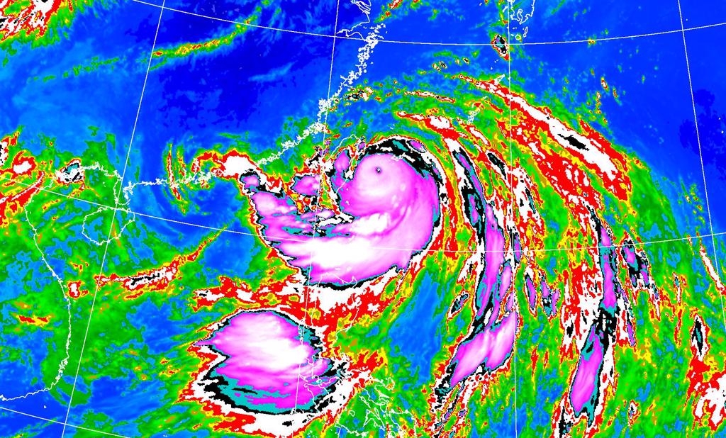 格美颱風中心預估今深夜登陸台灣， 台灣中央氣象署