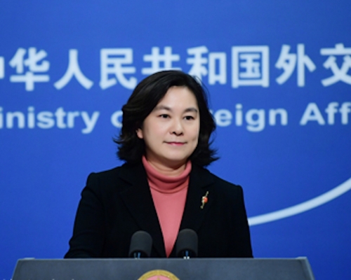 華春瑩促請，美方停止借香港問題干涉中國內政。外交部網頁圖片
