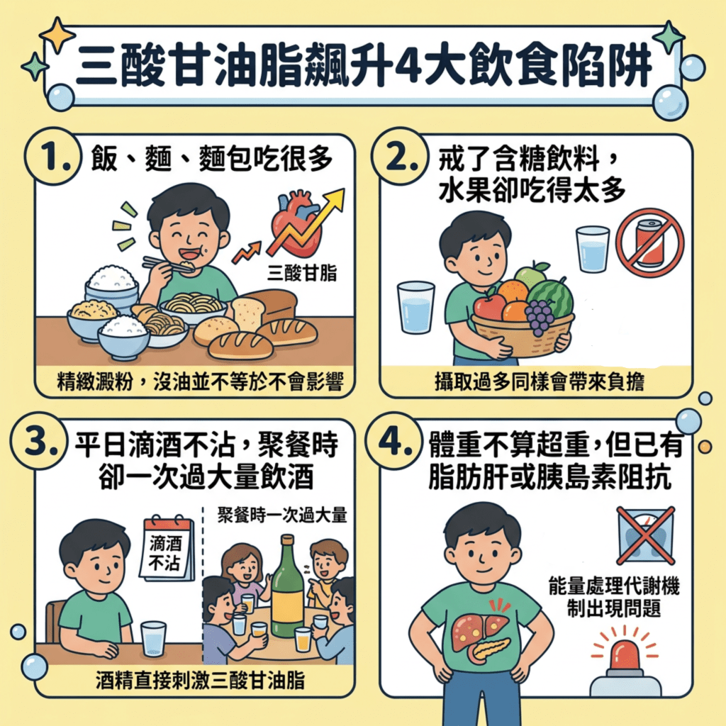 三酸甘油脂飙升4大饮食陷阱 三酸甘油脂飙升4大饮食陷阱