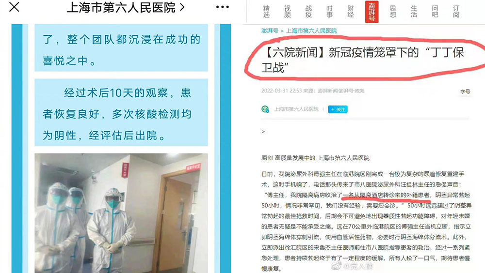 上海医院宣传「洋丁丁保卫战」，网民砲轰「媚外」，各媒体急撤文章。