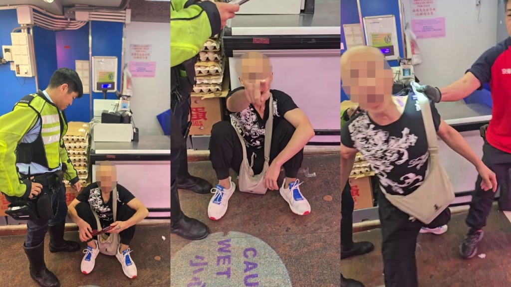 藍田超市光頭賊偷3箱海鮮被捕 惱羞成怒衝向目擊者斥「扮好市民」