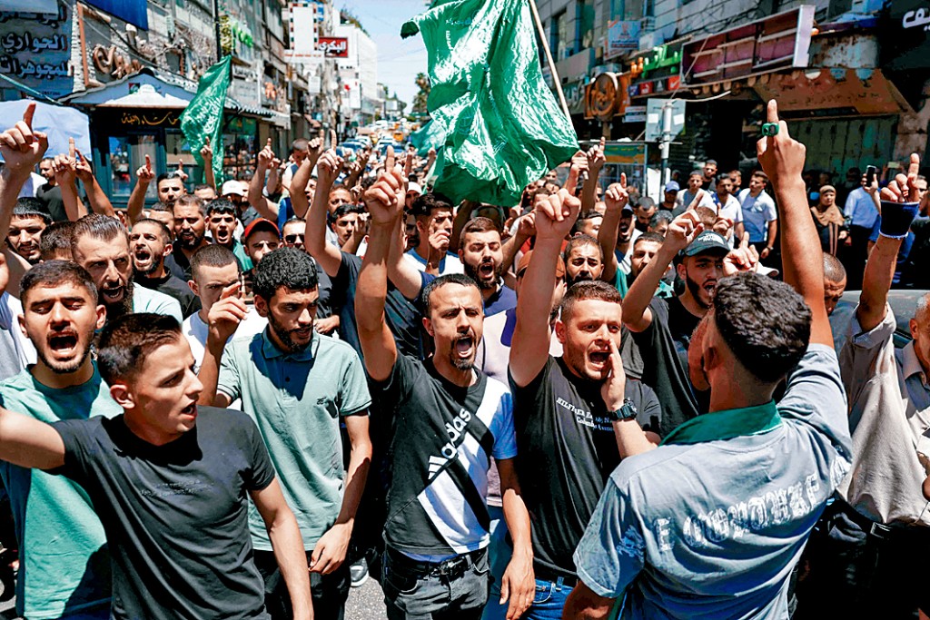 哈尼亞被殺後，西岸拉姆安拉市有巴勒斯坦人示威抗議。