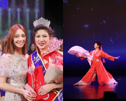 倪晨曦（左）的62歲媽咪贏得《2019全球辣媽大賽》優雅組的冠軍！