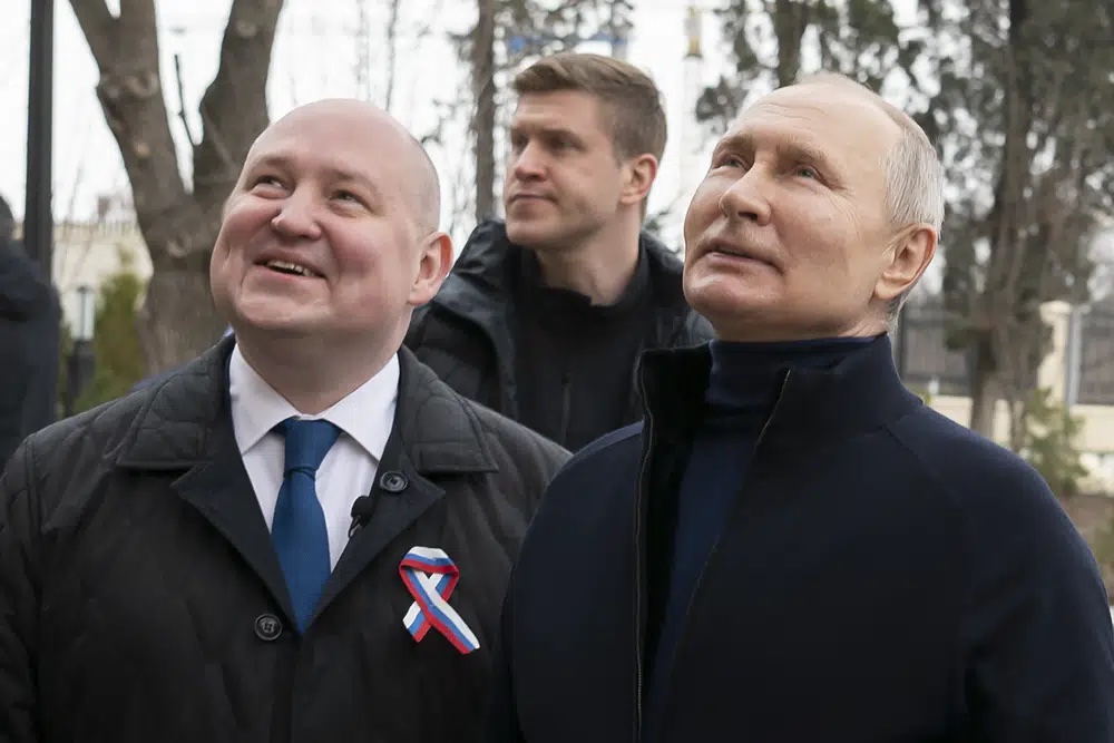 俄羅斯總統普京到訪克里米亞。AP
