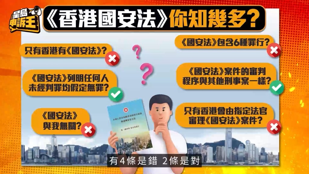 《香港國安法》設有6條是非題。