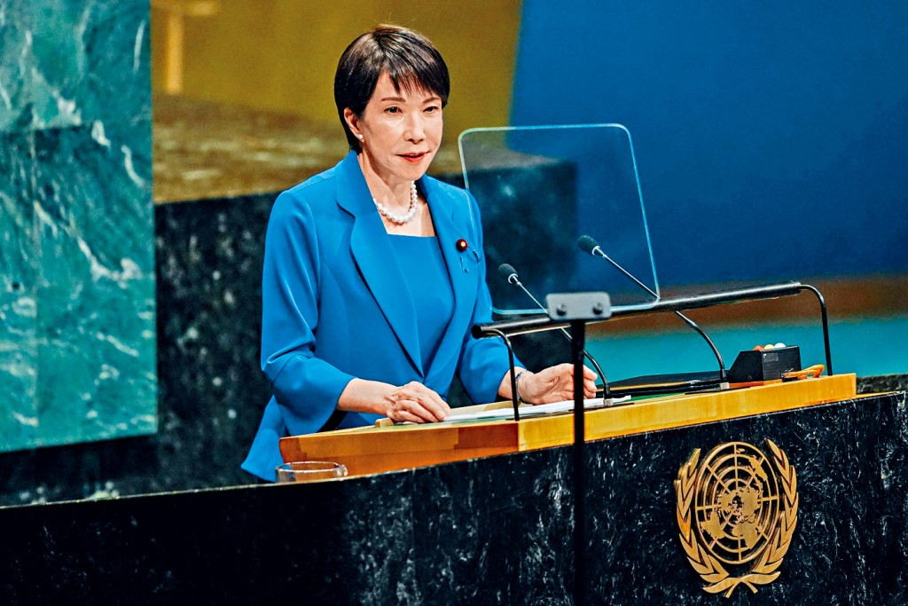 高市早苗周二在联合国总部发表演说。 