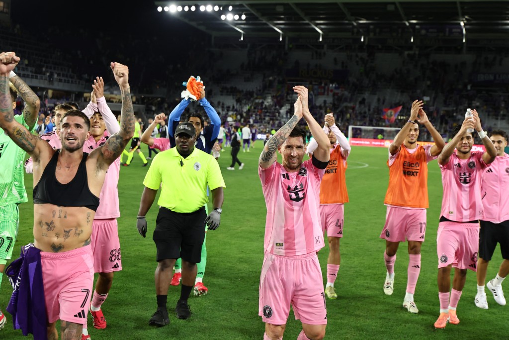 國際邁阿密作客以4:2驚天逆轉擊敗奧蘭多城。法新社