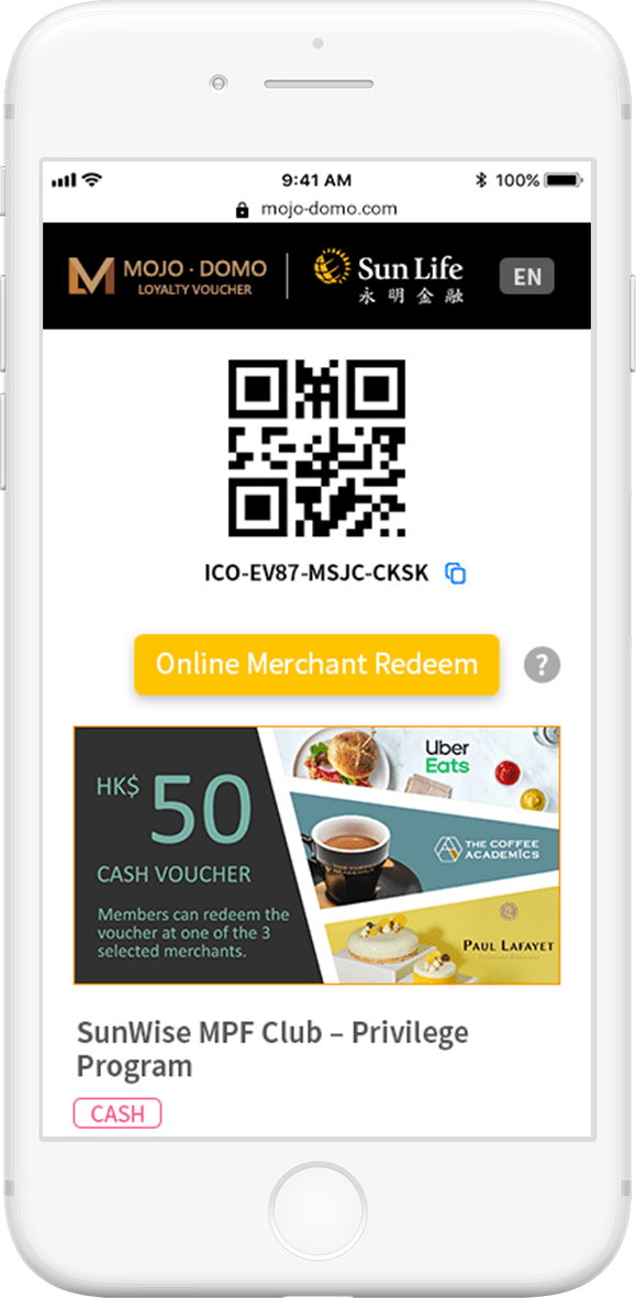 MOJODOMO以金融科技全面革新獎賞營銷計劃,讓企業為客戶提供多個商戶換領優惠,毌須使用實體現金劵,更可於平台上實時檢視獎賞換領數據。 MOJODOMO以金融科技全面革新獎賞營銷計劃,讓企業為客戶提供多個商戶換領優惠,毌須使用實體現金劵,更可於平台上實時檢視獎賞換領數據。