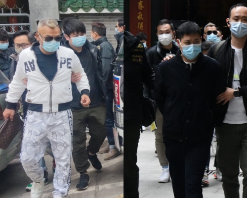 據了解,被捕者包括社團前坐館「沙田Me」(左)及「子騰」(右)。
