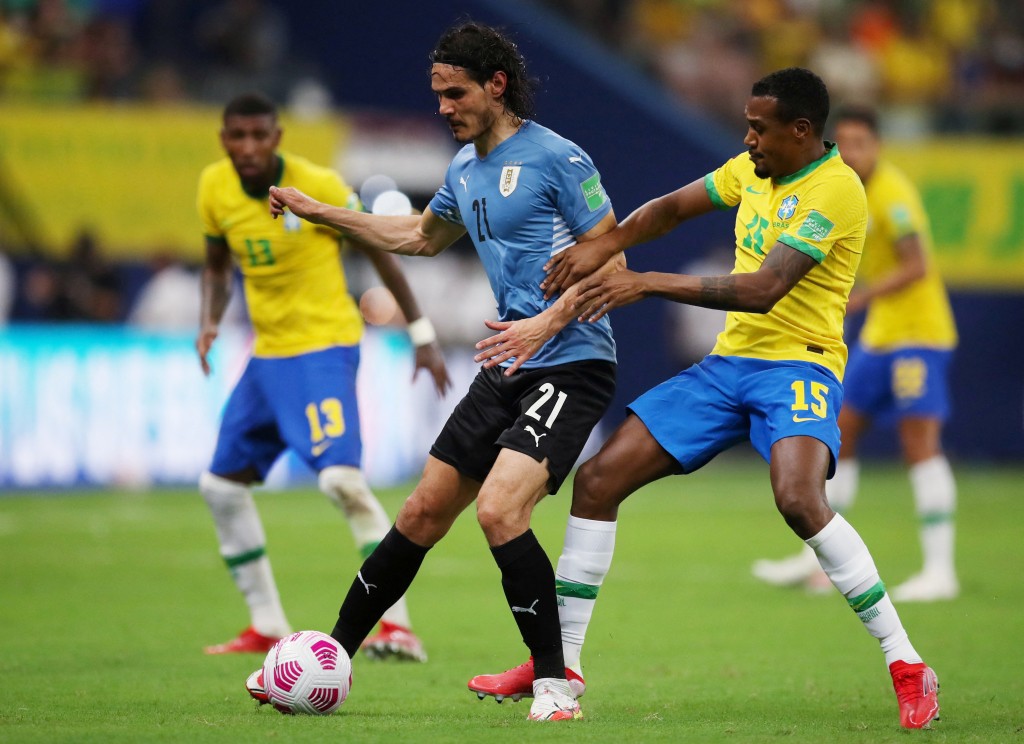 卡云尼(左)如无意外肯定入选乌拉圭世杯大军。Reuters