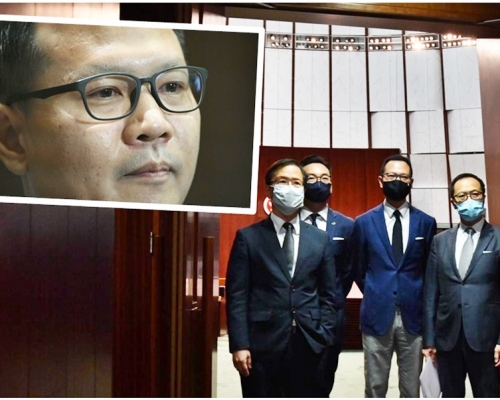 港府根據人大決定褫奪郭家麒、楊岳橋、郭榮鏗及梁繼昌（左起）的議員資格。小圖為郭榮鏗。資料圖片