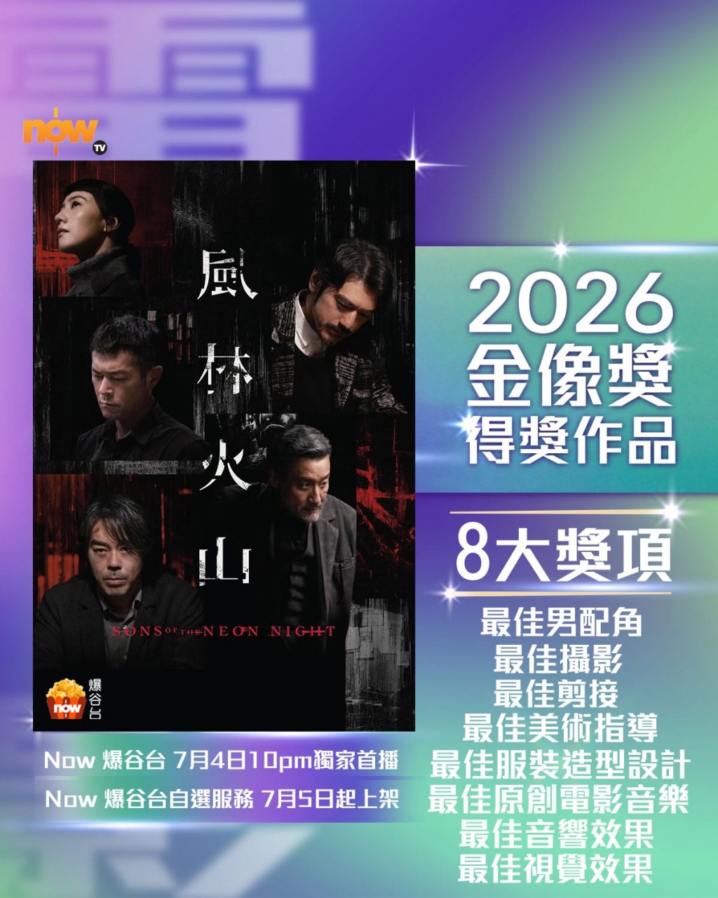 電影原定7月4日晚上10點在NowTV爆谷台首播。 電影原定7月4日晚上10點在NowTV爆谷台首播。