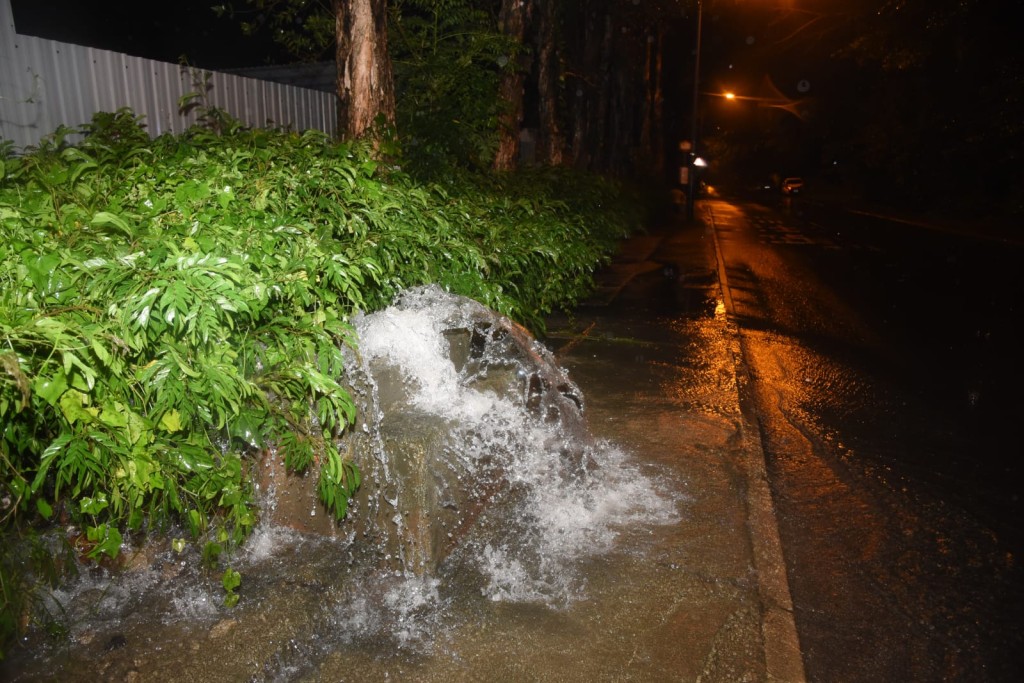 暴雨一度令村內水浸。