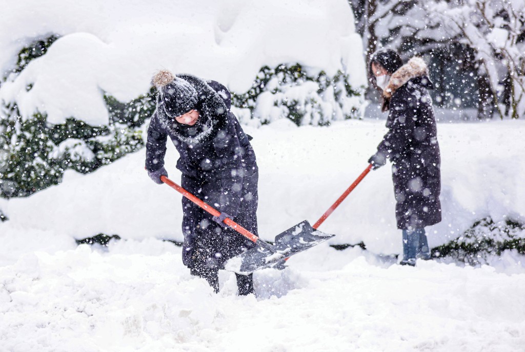 在山東，交警、園林等部門積極開展清雪工作， 新華社