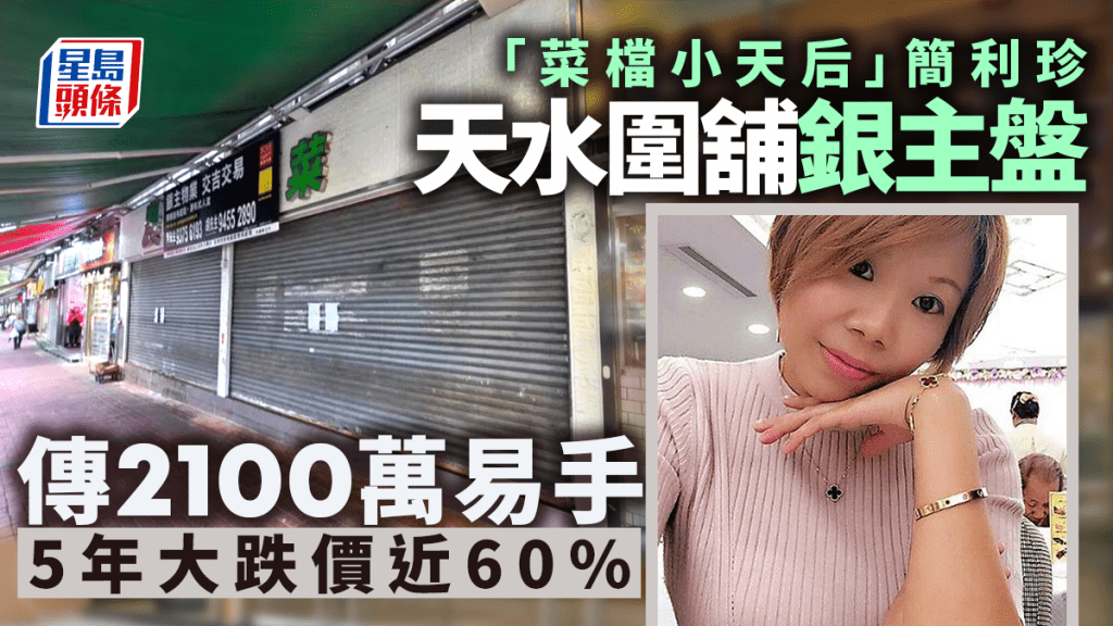 天水围银主舖传2100万易手 5年大跌价近6成 曾由「菜档小天后」拥有