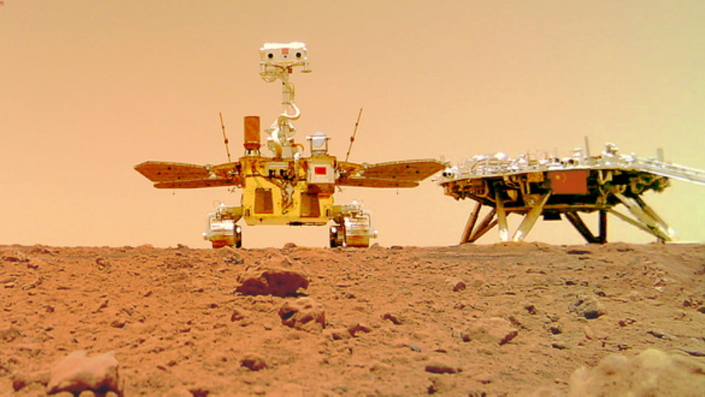 火星探測「著巡合影」圖。新華社