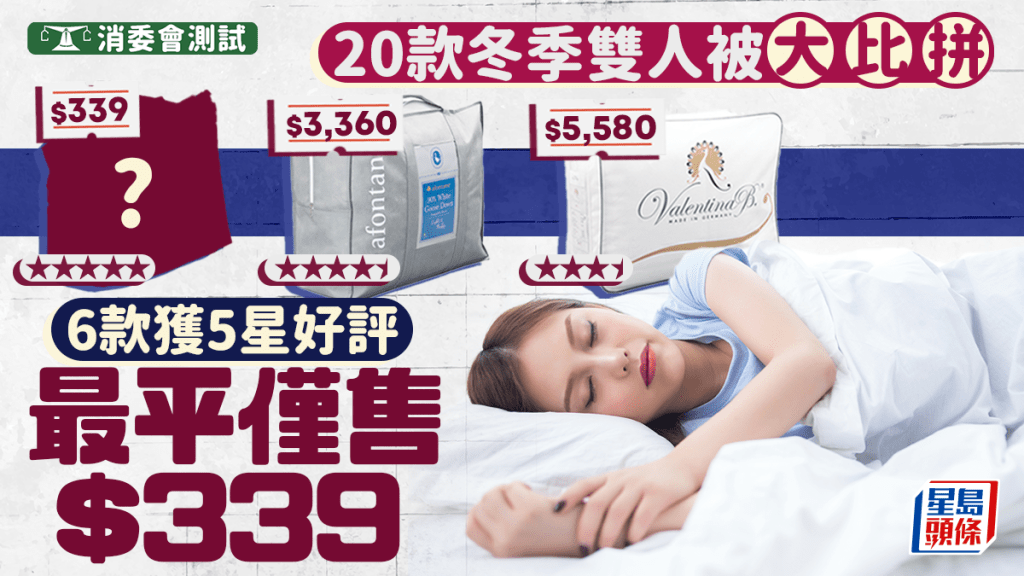 消委会｜20款冬季双人被大比拼 6款获5星好评 最平仅售$339