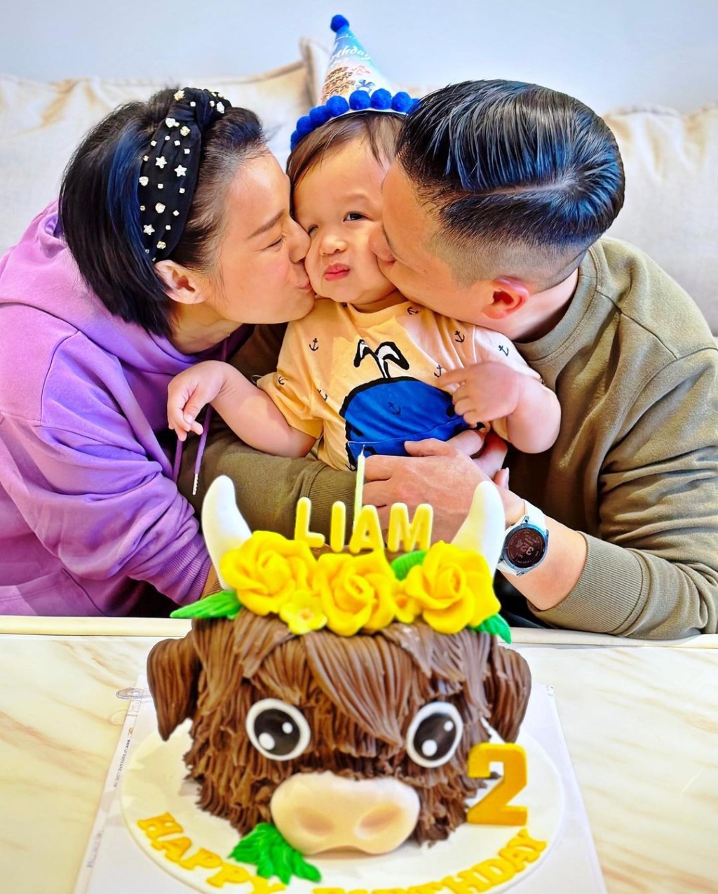 李乘德與胡杏兒上月為幼子Liam慶祝兩歲生日。