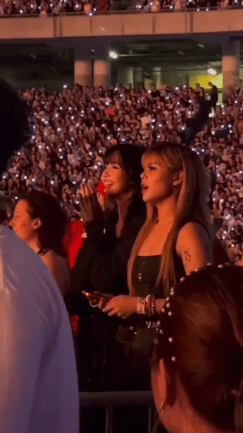 韩国女团BLACKPINK成员Lisa（左）投入睇骚。