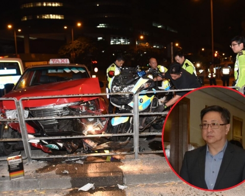 盧偉聰(小圖)下午到醫院探望受傷警員。歐陽偉光/丁志雄攝