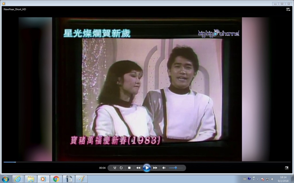 梁朝偉(右)在1983年與譚玉瑛(左)參與寶豬萬福慶新春。
