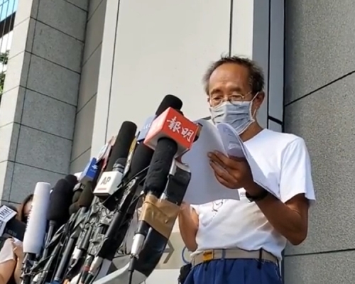 徐漢光今就警方信件入稟高等法院提出司法覆核。支聯會fb影片截圖