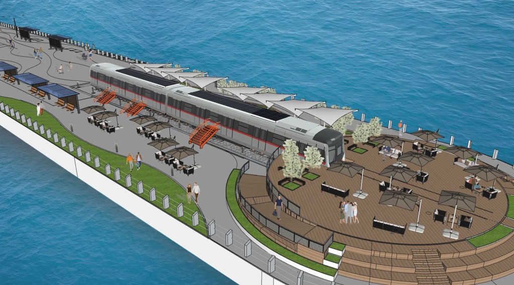 「烏蠅頭」列車部分車卡在海濱重置，預計明年底至2024年初完工。發展局圖片