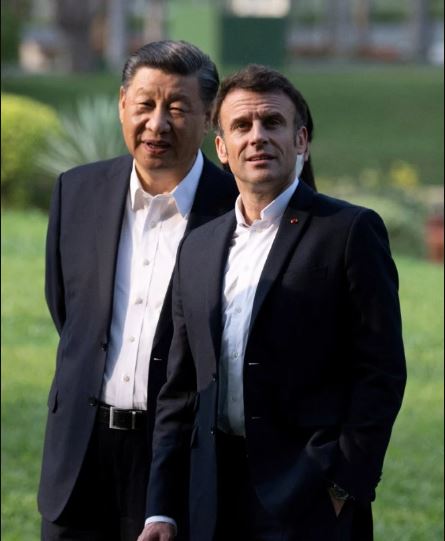 习近平去年在广州与法国总统马克龙举行非正式会晤。 路透社