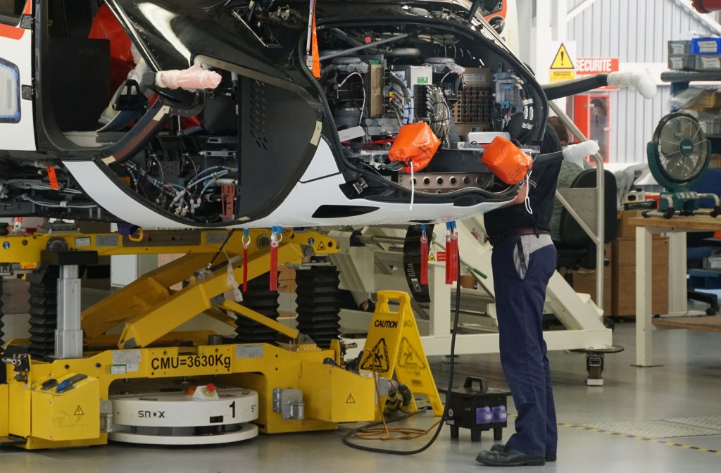空中巴士直升機公司（Airbus Helicopters）位於法國南部馬賽附近的廠房正在組裝H160直升機。 路透社